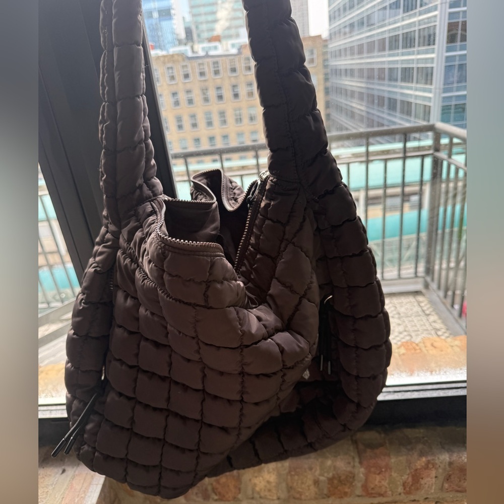 Free People Dark Brown Quilted Carryall Bag